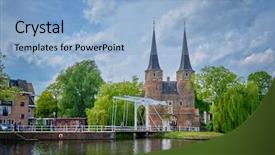 Presentation with eastern - PPT layouts with oostport eastern gate of delft background and a light blue colored foreground