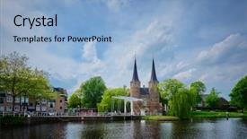  Presentation with eastern - PPT theme with oostport eastern gate of delft background and a light blue colored foreground