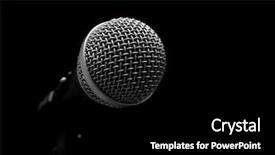  Presentation with dynamic - Slide deck consisting of op amp - dynamic microphone isolated on black background and a black colored foreground