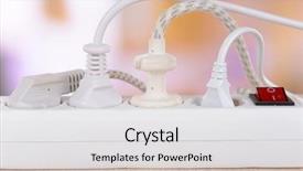  Presentation with power plugs - Beautiful presentation design featuring op amp - many plugs plugged into electric backdrop and a light gray colored foreground