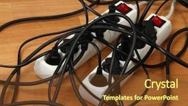  Presentation with power - Presentation theme enhanced with op amp - overloaded power boards close up background and a tawny brown colored foreground