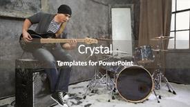  Presentation with bass guitar - Presentation having op amp - young musician plays bass electric background and a gray colored foreground