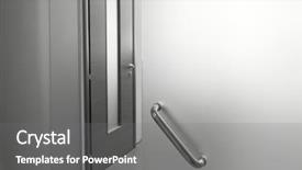  Presentation with brake the glass voice - Colorful slides enhanced with opaque - glass door in office backdrop and a gray colored foreground