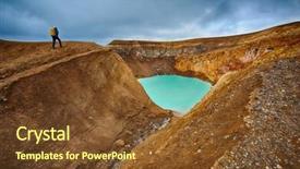  Presentation with lake - PPT layouts with opaque - unknown hiker approaches small crater background and a tawny brown colored foreground