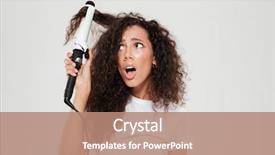  Presentation with wrinkles gray hair - PPT layouts having ope - surprised young brunette woman straighten background and a coral colored foreground