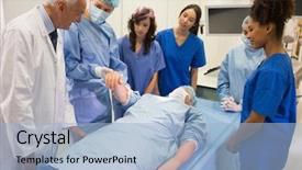  Presentation with medical students - PPT layouts consisting of opearate research - medical students learning from professor background and a light blue colored foreground