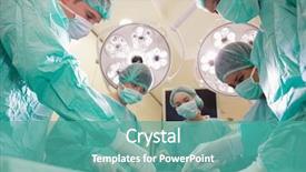  Presentation with medical students - Presentation theme having opearate research - medical students practicing surgery background and a teal colored foreground