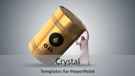  Presentation with oil - Beautiful presentation featuring arab businessman holding oil barrel backdrop and a light gray colored foreground