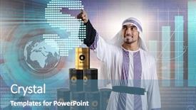  Presentation with trading - Slide set having oil price business concept background and a teal colored foreground