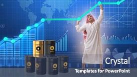  Presentation with price - Cool new presentation theme with oil price business concept backdrop and a ocean colored foreground