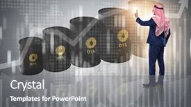  Presentation with virtual - Beautiful slide set featuring pressed down - arab businessman pressing virtual button backdrop and a gray colored foreground