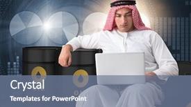  Presentation with crude oil trading - Cool new presentation theme with arab businessman trading crude oil backdrop and a light gray colored foreground