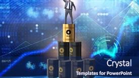  Presentation with barrels - Presentation theme consisting of businessman on top of oil background and a navy blue colored foreground