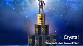  Presentation with barrels - Presentation design featuring businessman on top of oil background and a navy blue colored foreground