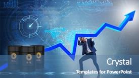  Presentation with price - Slides having businessman supporting oil price background and a teal colored foreground