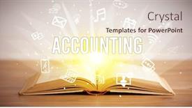  Presentation with business book - Theme with opeen-book-with-accounting-inscription background and a lemonade colored foreground