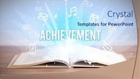  Presentation with business book - Audience pleasing slides consisting of opeen-book-with-achievement-inscription backdrop and a sky blue colored foreground