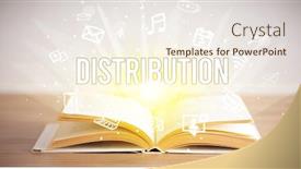  Presentation with business book - Presentation theme with opeen-book-with-distribution-inscription background and a cream colored foreground