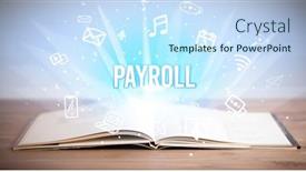  Presentation with payroll - Colorful presentation theme enhanced with opeen-book-with-payroll-inscription backdrop and a sky blue colored foreground