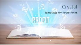  Presentation with business profit - PPT layouts with opeen-book-with-profit-inscription background and a sky blue colored foreground