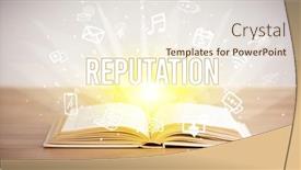  Presentation with reputation - Cool new presentation theme with opeen-book-with-reputation-inscription backdrop and a sky blue colored foreground
