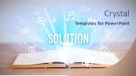  Presentation with business book - Slides with opeen-book-with-solution-inscription background and a sky blue colored foreground
