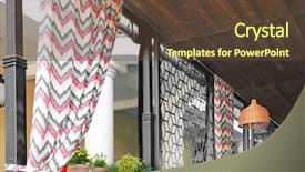  Presentation with curtains - PPT theme featuring open air cafe with curtains background and a  colored foreground
