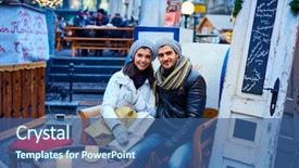  Presentation with fair - PPT layouts having open air christmas fair background and a ocean colored foreground