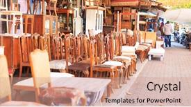  Presentation with flea - Colorful PPT theme enhanced with open air flea market backdrop and a coral colored foreground