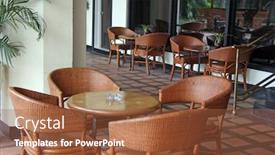  Presentation with cafe tropical - Presentation with open air poolside tropical casual restaurant cafe furniture background and a red colored foreground