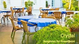  Presentation with hotel prsantation - Colorful PPT layouts enhanced with open air restaurants - chilling out cafe terrace backdrop and a tawny brown colored foreground
