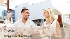  Presentation with labor relations - Slides featuring open air restaurants - love date people holidays background and a lemonade colored foreground