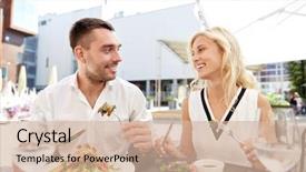  Presentation with happy holidays - Presentation design with open air restaurants - love date people holidays background and a soft green colored foreground