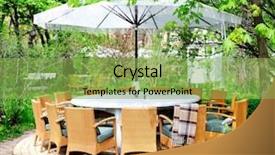  Presentation with summer outdoor bbq grill party - PPT theme having open air restaurants - romantic summer outdoor cafe terrace background and a yellow colored foreground