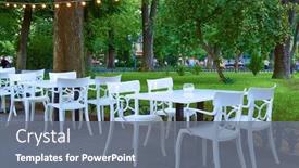  Presentation with city people walking - Audience pleasing slide set consisting of open-air-street-cafe-outdoor backdrop and a gray colored foreground