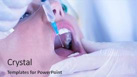  Presentation with mouth - Cool new PPT layouts with open and syringe for injection backdrop and a  colored foreground