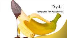  Presentation with banana - Colorful slide set enhanced with open banana with chocolate isolated backdrop and a white colored foreground
