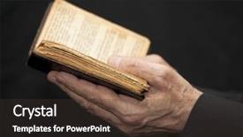  Presentation with old man - Presentation theme with open bible - hands of an old man background and a tawny brown colored foreground
