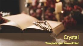  Presentation with open bible - Slide set having christmas candles bibles - open bible and wooden rosary background and a tawny brown colored foreground