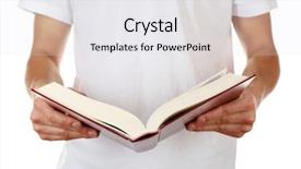  Presentation with koran holy book of muslims - Amazing slides having open bible read - man holding book isolated backdrop and a white colored foreground