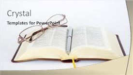  Presentation with open bible - Beautiful slide deck featuring open-bible-with-a-pair backdrop and a sky blue colored foreground