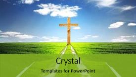  Presentation with way - Beautiful presentation featuring open bible with grass backdrop and a shamrock green colored foreground