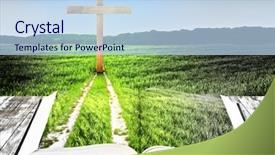  Presentation with walking - Presentation theme featuring open bible with grass background and a light blue colored foreground