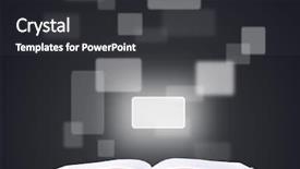  Presentation with open book - Slide deck having open book and buttons background and a dark gray colored foreground