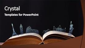  Presentation with open book - Colorful theme enhanced with open book and vector icons backdrop and a black colored foreground