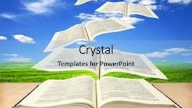  Presentation with open bible - Colorful presentation theme enhanced with open book bible and pages backdrop and a light blue colored foreground