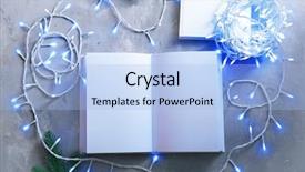  Presentation with book opening - Slide deck consisting of open book garland and coniferous background and a light blue colored foreground