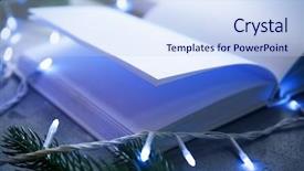  Presentation with open book - Theme having open book garland and coniferous background and a sky blue colored foreground
