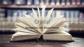  Presentation with education school literature reading - Presentation theme with open-book-in-a-library background and a soft green colored foreground