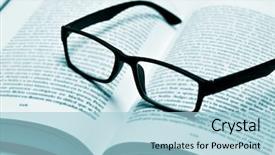  Presentation with eyeglasses - Cool new theme with open book in duotone backdrop and a light blue colored foreground